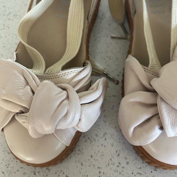 Puma Fenty by Rhianna sling back tie up leather Women's Cream Espadrille Sandals - Picture 5 of 8